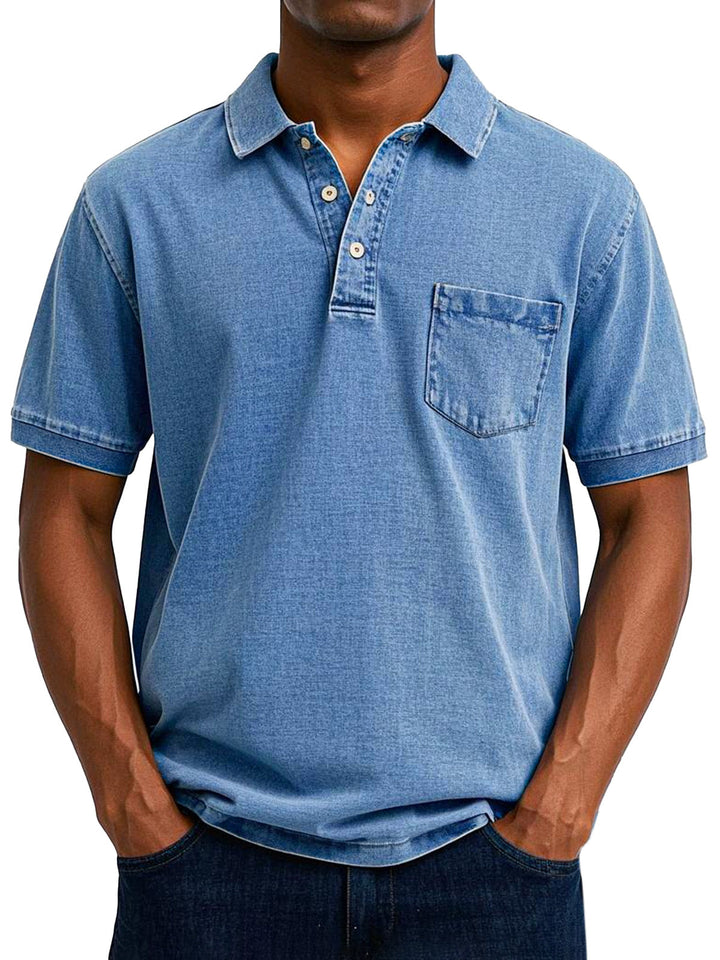 Camisa Polo Jeans com Bolso