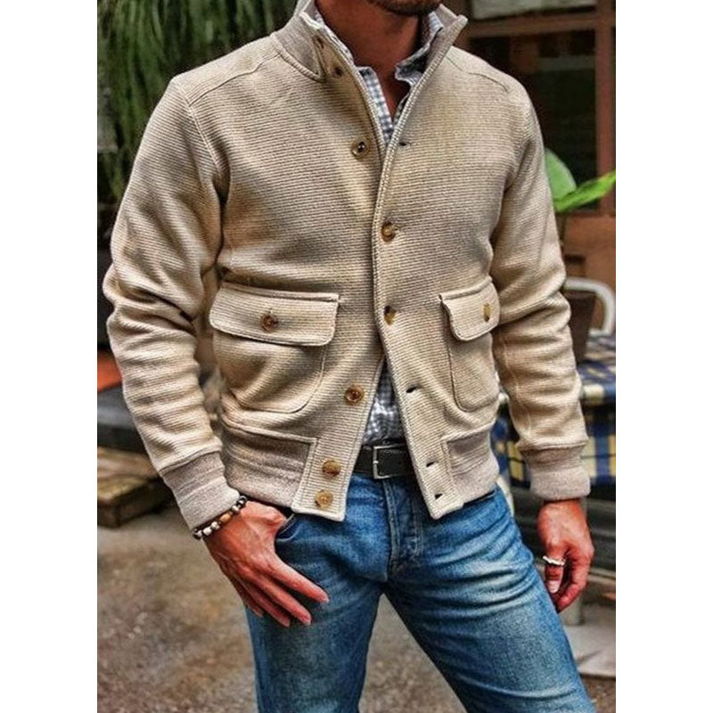 Cardigan Masculino Tricô Gola Alta