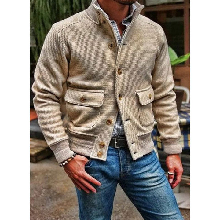 Cardigan Masculino Tricô Gola Alta