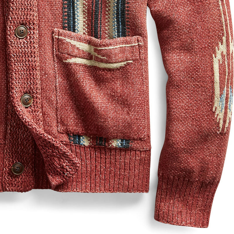 Cardigan Tribal Vermelho Masculino