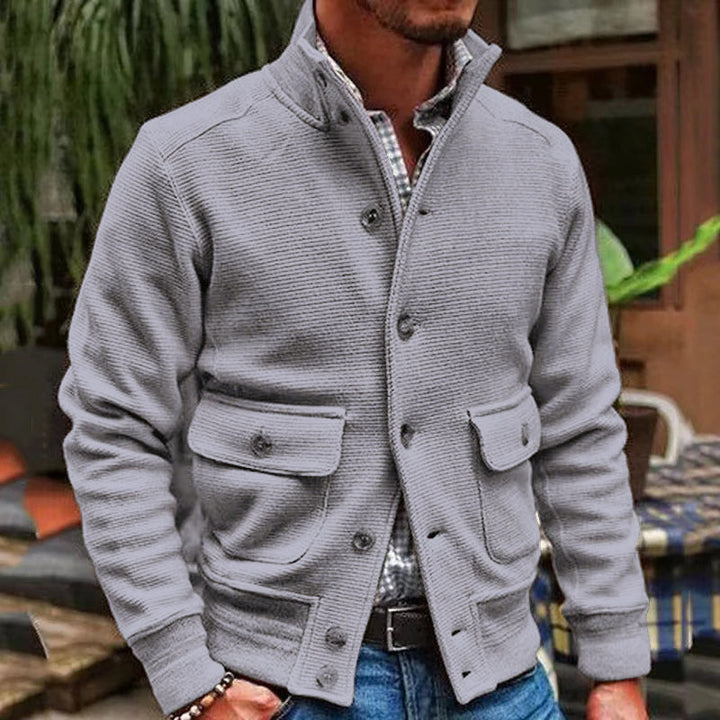 Cardigan Masculino Tricô Gola Alta