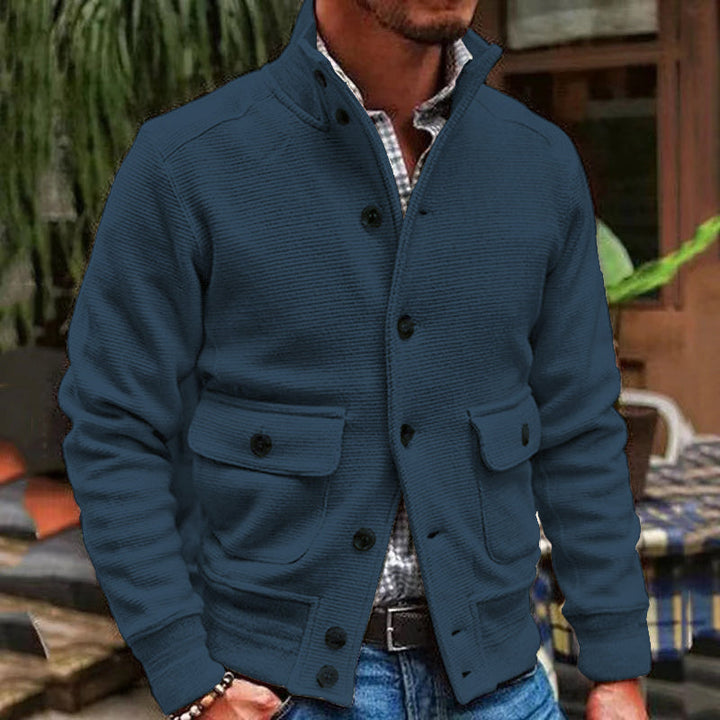Cardigan Masculino Tricô Gola Alta