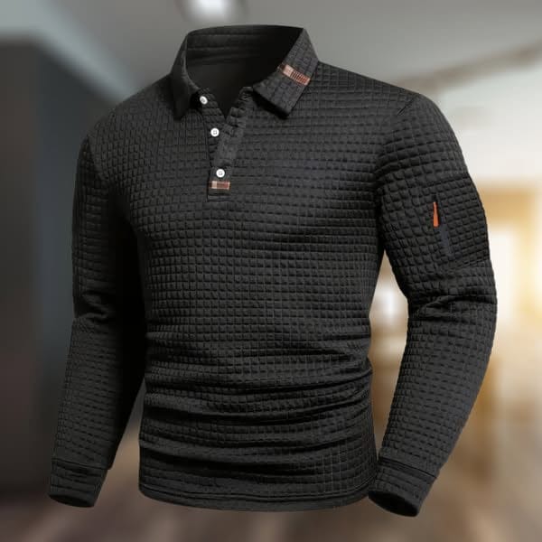 Polo Manga Longa Textura Matelassê