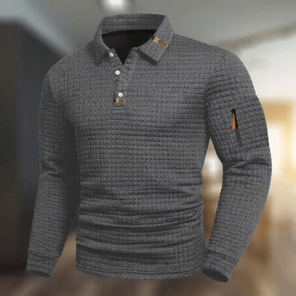 Polo Manga Longa Textura Matelassê
