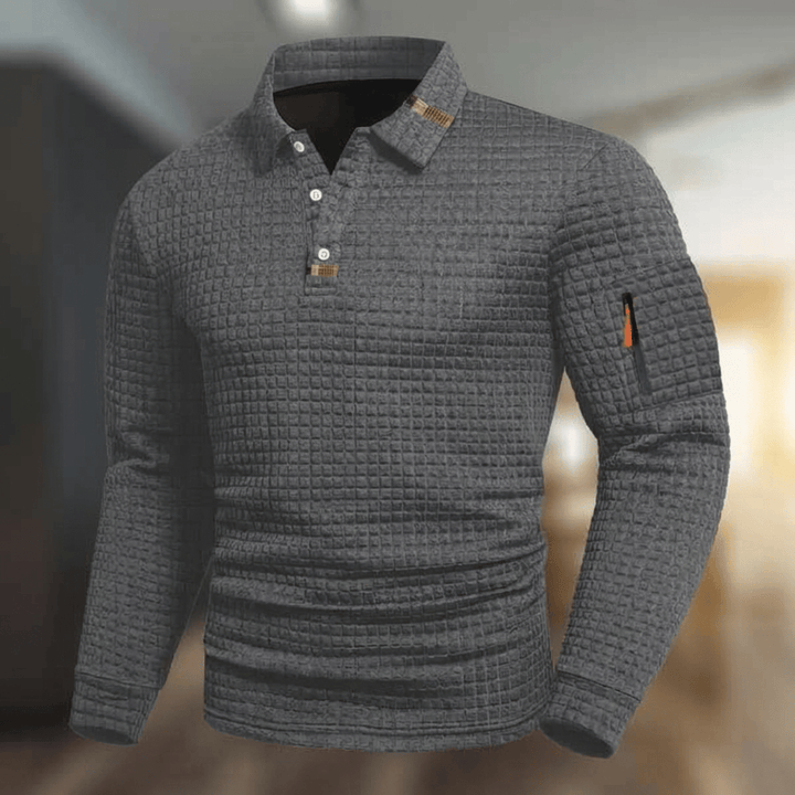 Polo Manga Longa Textura Matelassê