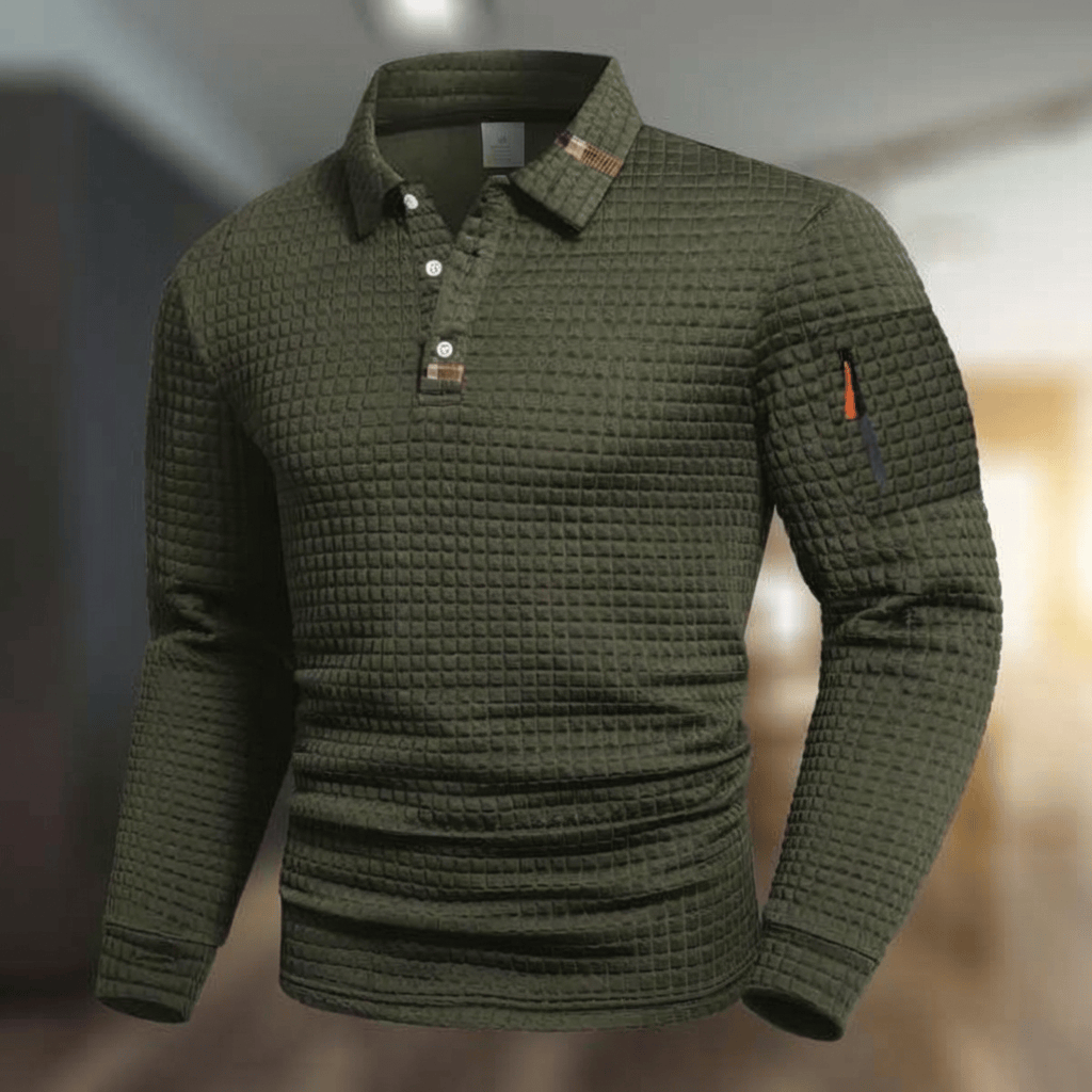 Polo Manga Longa Textura Matelassê