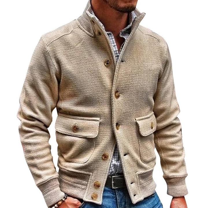 Cardigan Masculino Tricô Gola Alta