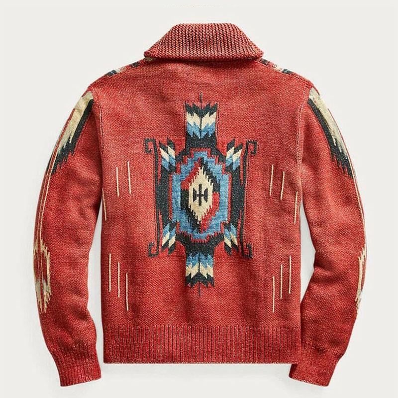 Cardigan Tribal Vermelho Masculino